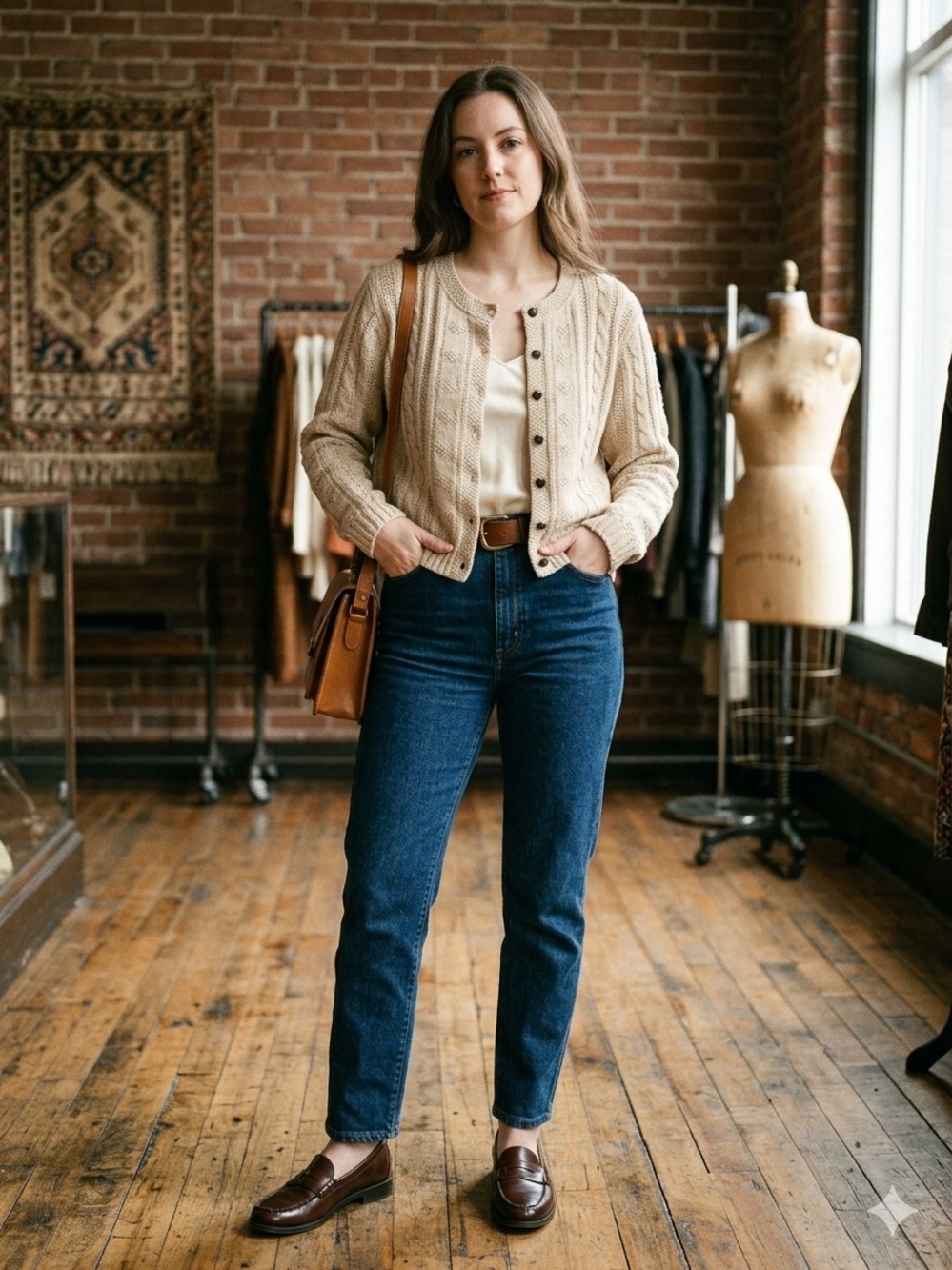Northern Reflections Beige Cable-Knit Button Cardigan